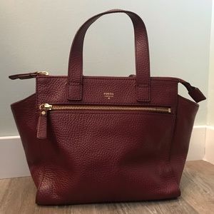 Genuine Fossil Tote Purse-Maroon